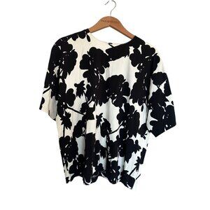 Sportmax Women's US 12 Black White Floral Blouse Top Quiet Luxury